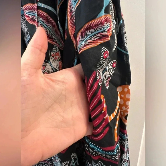 Anthropologie V-Neck Plunge Tunic Mini Dress Black Tiger XXS - Picture 8 of 9